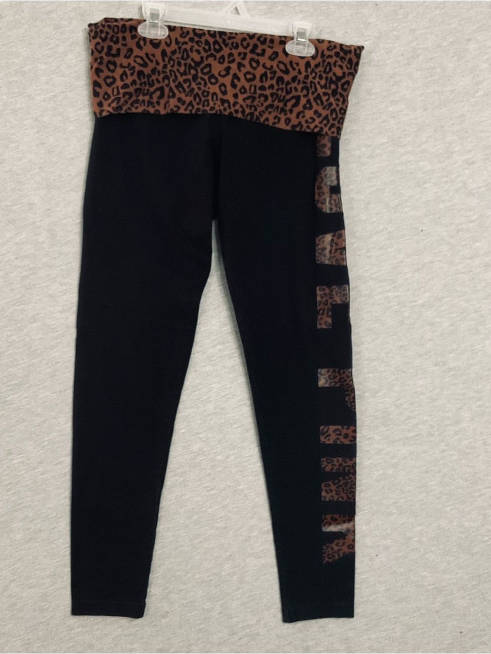 Victoria Secret Pink Leopard-Trim Foldover Leggings - Picture 2 of 5